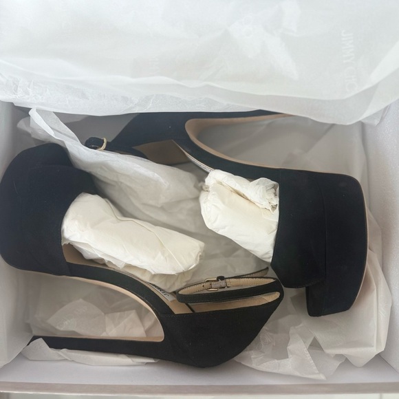 Jimmy Choo Black Suede 150mm Platform pump -NEW IN BOX- size 37 - Picture 8 of 9